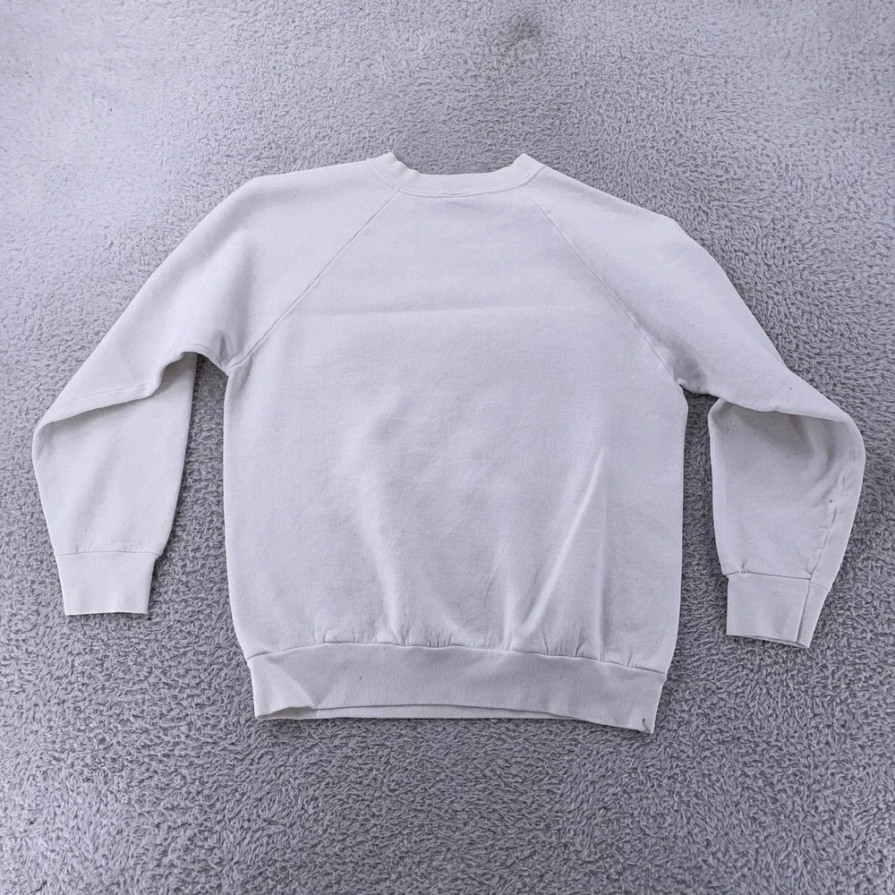 Vintage UMass Minutemen Sweatshirt CROP FIT XS White Crewneck College Raglan 90s
